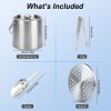Double-Wall Stainless Steel Insulated Ice Bucket 3L Ice Holder Ice Container With Lid Scoop Strainer Handle For Wine Champagne Beer Parties Cocktails