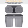 3Pcs Dish Drainer Drying Rack Set Kitchen Dish Rack Countertop Storage Rack W/ Plastic Cutlery Holder Drain Board