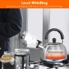 2.1Quarts Stainless Steel Whistling Tea Kettle Stovetop Induction Gas Teapot With Insulated Handle Camping Kitchen Office