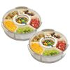 2Pcs Divided Serving Tray With Lid And Handle 360° Rotatable Snack Box Container With 6 Dividers Clear Portable Snack Platters For Fruit Candy Nut Sna