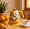 Luxury Hand-Painted Electric Kettle with Retro Thermometer Display, 1850W SUS304 Stainless Steel, 2.0L Capacity, BPA-Free