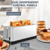4-piece ultra-wide long-slot toaster, red dual-control toaster with 4×1.5-inch slots, anti-clogging design, 6-level baking temperature adjustment