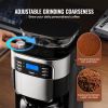 Coffee Maker with Grinder, 8 Cup Coffee Machine, Grind and Brew Coffee Maker with 3 Brew Strength Control, 24-Hour Timer for Auto Brew