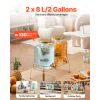 Beverage Dispenser, 2 Pack 2 Gallon Drink Dispensers for Parties, Glass Juice Dispenser with Metal Stand, Stainless Steel Spigot, Infuser