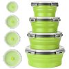 4Pcs Collapsible Bowls With Lids, Silicone Folding Food Storage Containers, Space Saving Camping Bowls, Microwave & Freezer & Dishwasher Safe Meal Pre