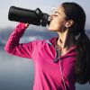 64Oz Glass Water Bottle Sports Water Bottle Motivational Water Bottle Water Intake Tracker Bottle With Straw Time Marker Silicone Sleeve Handle For Gy