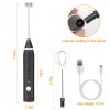 Electric Milk Frother Usb Rechargeable Egg Beater Handheld Milk Foam Maker Mixer Coffee Stirrer With 3 Speeds 2 Whisk Heads