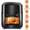 15.8Qt Air Fryer Family Size 1400W Powerful Oilless Cooker Crisp Bake Grill Dehydrate Touch Screen Customized Temperature Time Visible Window