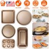 5Pcs Nonstick Bakeware Set Baking Tray Ovenware Sheet Kit W/ 6-Cup Muffin Pan Square Pan Loaf Pan Pizza Pan Live Bottom Round Cake Pan