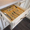 Bamboo Drawer Divider Kitchen Expandable Cutlery Tray Organizer Utensil Holder W/ Grooved Dividers