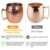 4Pcs Moscow Mule Mugs 18Oz Copper Plating Cocktail Cup Set With Straws Stainless Steel Lining Hammered Cups For Wine Beer Cocktail Cold Drinks