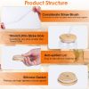 6Pcs Mason Jar Cups With Lid 16Oz Reusable Glass Beer Can With Bamboo Lids Glass Straws Cleaning Brush For Iced Coffee Smoothie Tea