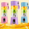Portable Juicer Blender Usb Rechargeable Juicer Cup Fruit Baby Food Mixing Machine W/ 6 Blades Powerful Motor
