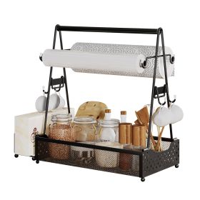 Utensil Caddy Metal Grill Caddy With Paper Towel Holders Utensil Holder	For Outdoor Picnic Barbecue Camping Grilling Tools Storage Organizer Barbecue