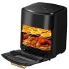 15.8Qt Air Fryer Family Size 1400W Powerful Oilless Cooker Crisp Bake Grill Dehydrate Touch Screen Customized Temperature Time Visible Window