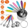 12Pcs Measuring Cups Spoons Set Stainless Steel Kitchen Measurement Tool For Cooking Baking Dry Spices Liquid Ingredients Easy To Read Markings