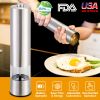 Electric Salt Pepper Grinder With Light Adjustable Coarseness Stainless Steel Salt Pepper Shaker Battery Operated Pepper Grinder Mill Easy Refill And