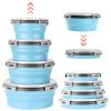 4Pcs Collapsible Bowls With Lids, Silicone Folding Food Storage Containers, Space Saving Camping Bowls, Microwave & Freezer & Dishwasher Safe Meal Pre