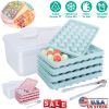 4 Packs Small Ice Cube Trays Mini Circle Ice Cube Tray Round Ice Ball Maker Mold With Lid Bin 132Pcs Ice Cubes For Chilling Drinks Coffee Juice Cockta