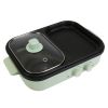 Electric Hot Pot With Grill 2-In-1 Hot Pot And Frying Pan Portable Non-Stick Pot And Griddle Electric Cooker Pot With Glass Lid Fast Heating For 1-2 P