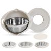 Multifunctional Mixing Bowl With Lid Set 3 Replaceable Graters Food Strainer And Colander Fruit Vegetable Washing Basket Stainless Steel