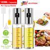 Olive Oil Sprayer 2Pcs Oil Dispenser Mister Refillable Stainless Steel Glass Vinegar Bottle W/ Measurement Oil Control Diet For Cooking Bbq Roast Sala