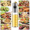 Olive Oil Sprayer 2Pcs Oil Dispenser Mister Refillable Stainless Steel Glass Vinegar Bottle W/ Measurement Oil Control Diet For Cooking Bbq Roast Sala