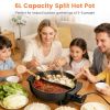 6L Electric Hot Pot With Divider 1100W Dual-Flavor Pot Shabu Shabu Pot Non-Stick With 5-Temp Control For Shabu Shabu Fondue Perfect For Family Gatheri