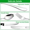 48-Piece Silverware Set Stainless Steel Flatware Cutlery Set Tableware Eating Utensils For 8 With Knife Fork Spoon Dishwasher Safe For Home Kitchen Re