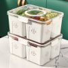 2Pack Airtight Fruit Storage Containers 4-Compartment Food Storage Containers Fruit Vegetable Organizers With 8 Removable Colanders For Fridge Picnic