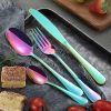 4-Piece Flatware Set Stainless Steel Silverware Cutlery Kitchen Utensil Set W/ Fork Knife Tea Spoon For Home Kitchen Hotel Restaurant