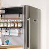 2Pcs Magnetic Spice Racks For Refrigerator With Paper Towel Holder Hooks Kitchen Space-Saving Foldable Fridge Magnet Organizer For Oven Microwave Wash