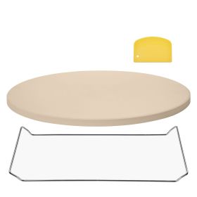 Pizza Stone, 16 in Round Pizza Stone, 0.67" Thick Extra Large Baking-Stone with Rack Stand, 1450 Fahrenheit Heat-Resistant Cooking Stones