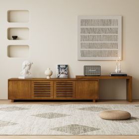 63 Mid-Century Modern Extendable TV Stand For TVs Up To 75, Media Console TV Cabinet For Living Room, Farmhouse Entertainment Cabinet With Storag (Option: Brown Ebony)