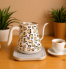 White-Backed Leopard-Print Hand-Cooked Coffee Pot-European-Style Electric Kettle with Temperature Control, 0.8L Capacity, BPA-Free