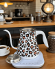 White-Backed Leopard-Print Hand-Cooked Coffee Pot-European-Style Electric Kettle with Temperature Control, 0.8L Capacity, BPA-Free