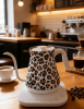 White-Backed Leopard-Print Hand-Cooked Coffee Pot-European-Style Electric Kettle with Temperature Control, 0.8L Capacity, BPA-Free