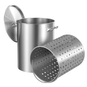Stainless Steel Stockpot, Cooking Pots, Cookware Sauce Pot with Basket, Lid, and Handle, Heavy Duty Commercial Grade Stock Pot (size: 36 Quart)