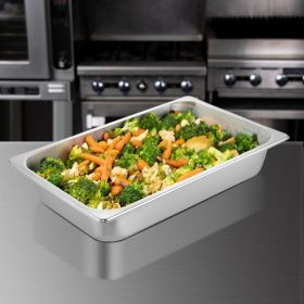 6 Pack Steam Table Pans 20.9 x 12.8 x 3.9 Inch Deep Steam Table Pan Full Size 13L Deep Food Container Stainless Steel Oven Tray Hotel Pans Anti-J (Option: Natural)